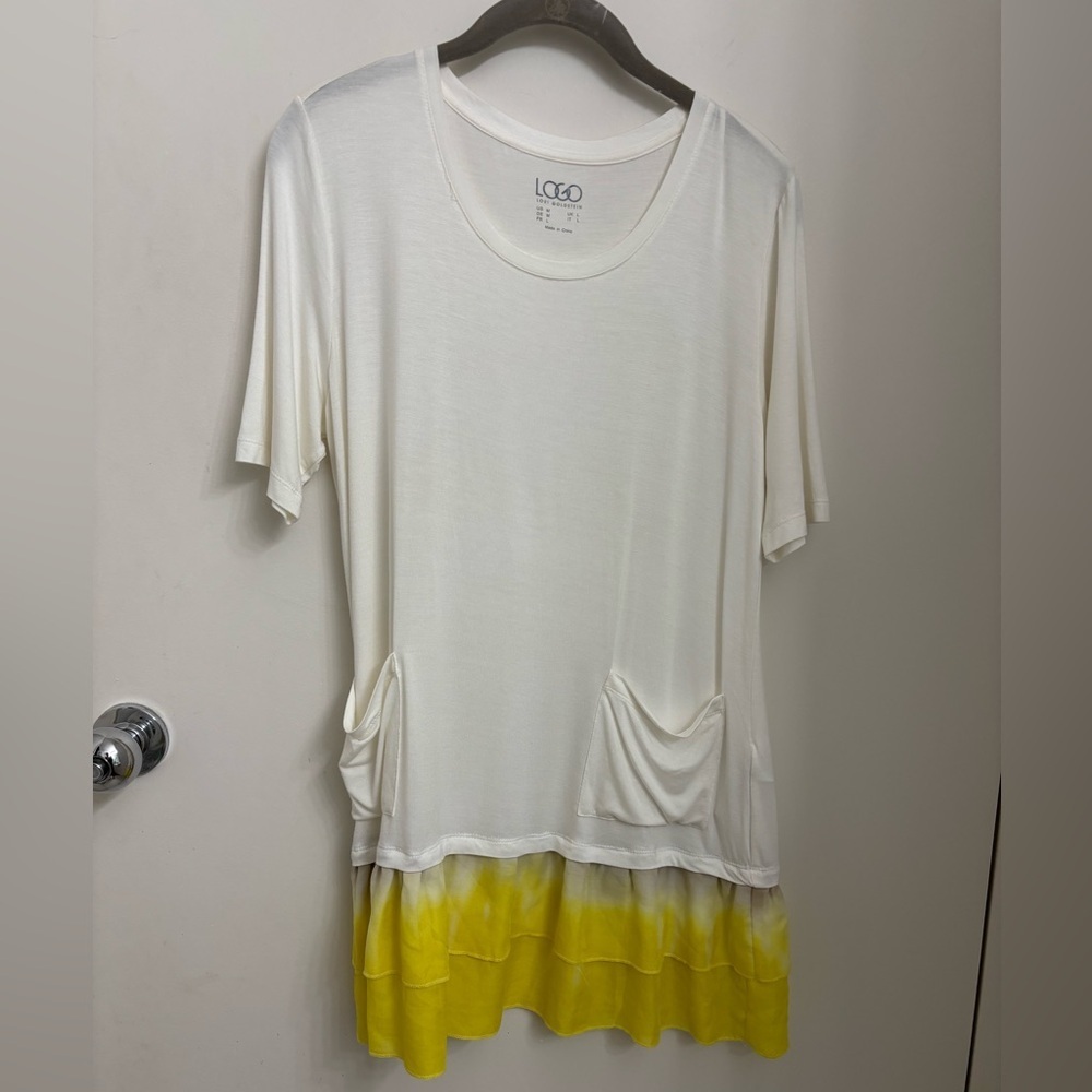 LOGO Lori Goldstein pullover with ruffle hem